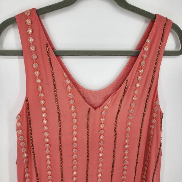 Anthropologie Bl^nk Reveka Embellished Shift Dress XSP London Beaded Fringe Mini - Picture 9 of 13